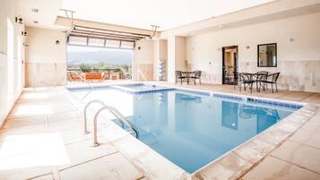 Indoor pool, open 8:00 AM to 10:00 PM, sun loungers