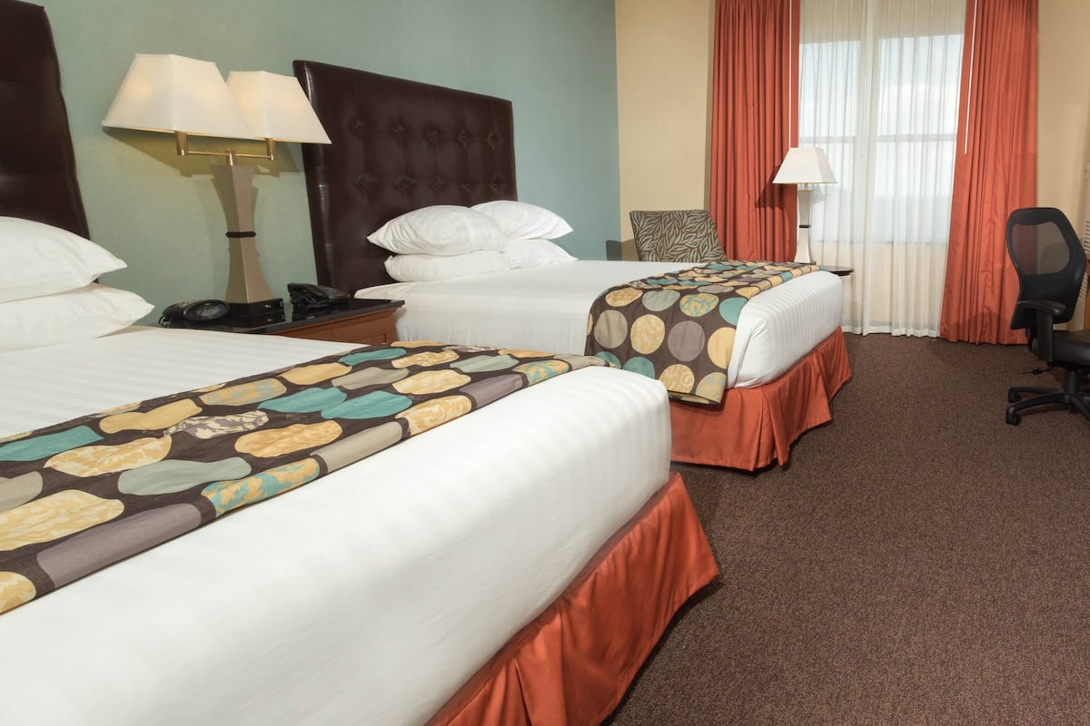 1 bedroom, desk, blackout curtains, iron/ironing board