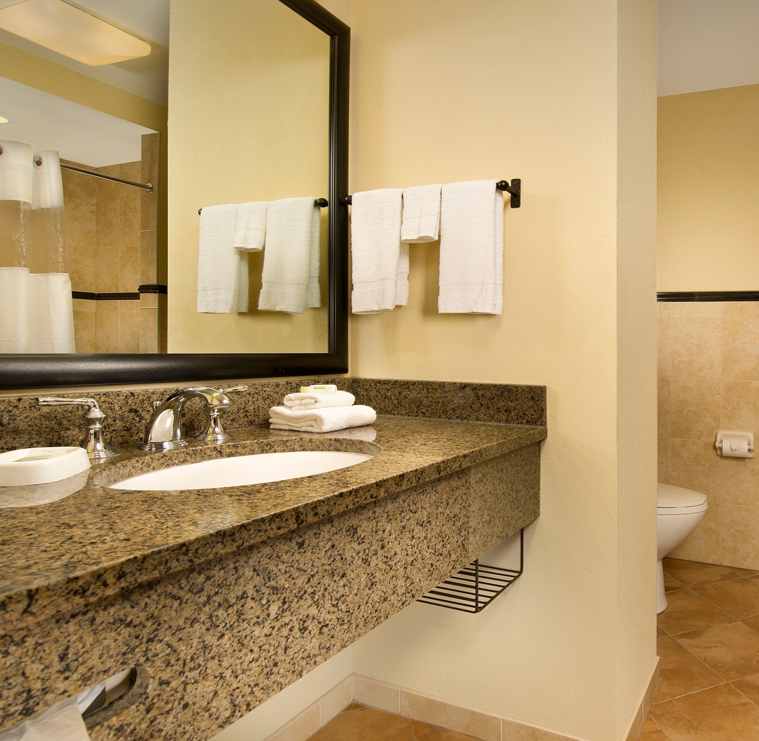 free toiletries, hair dryer, towels