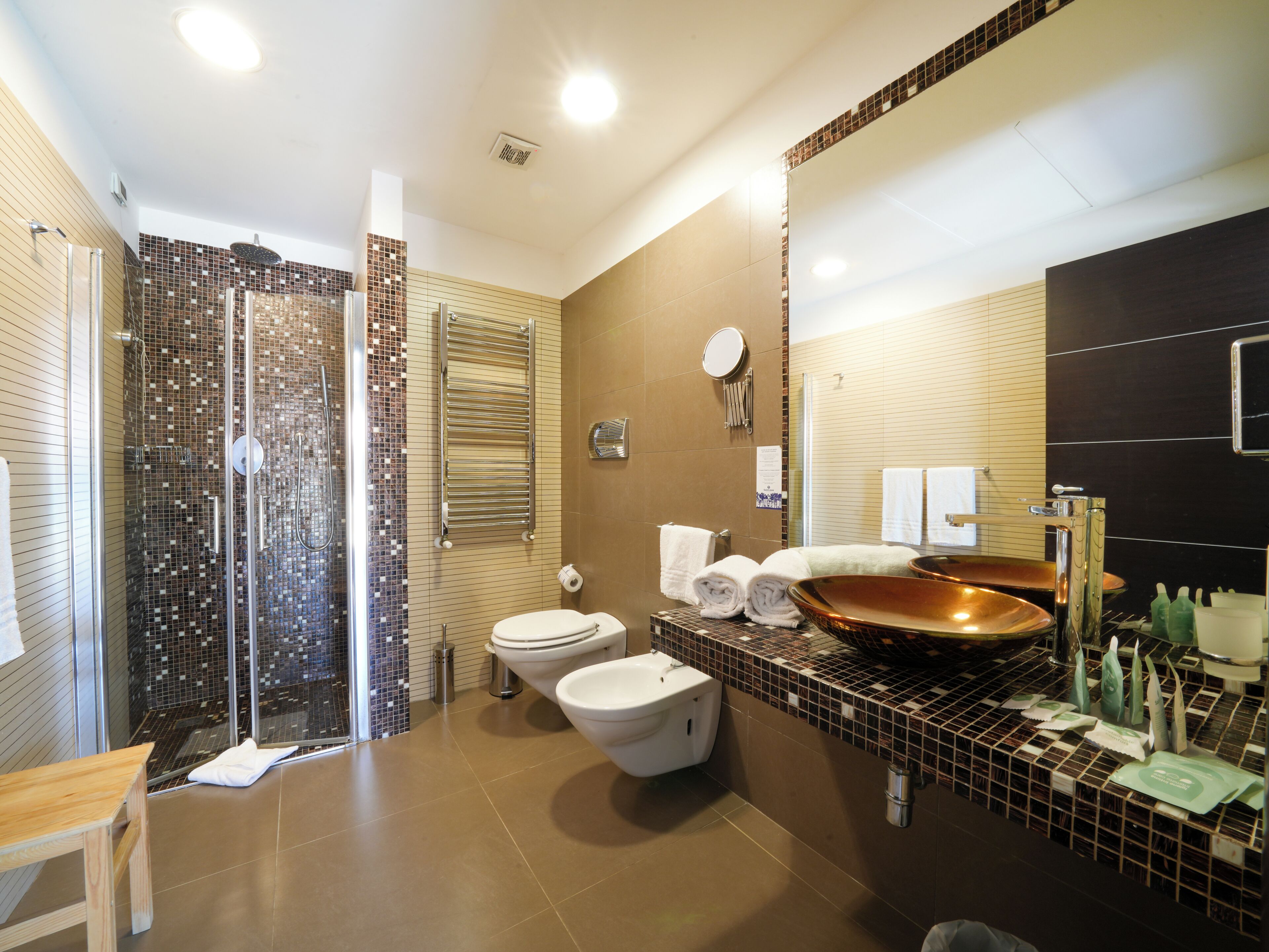 shower, free toiletries, hair dryer, bidet