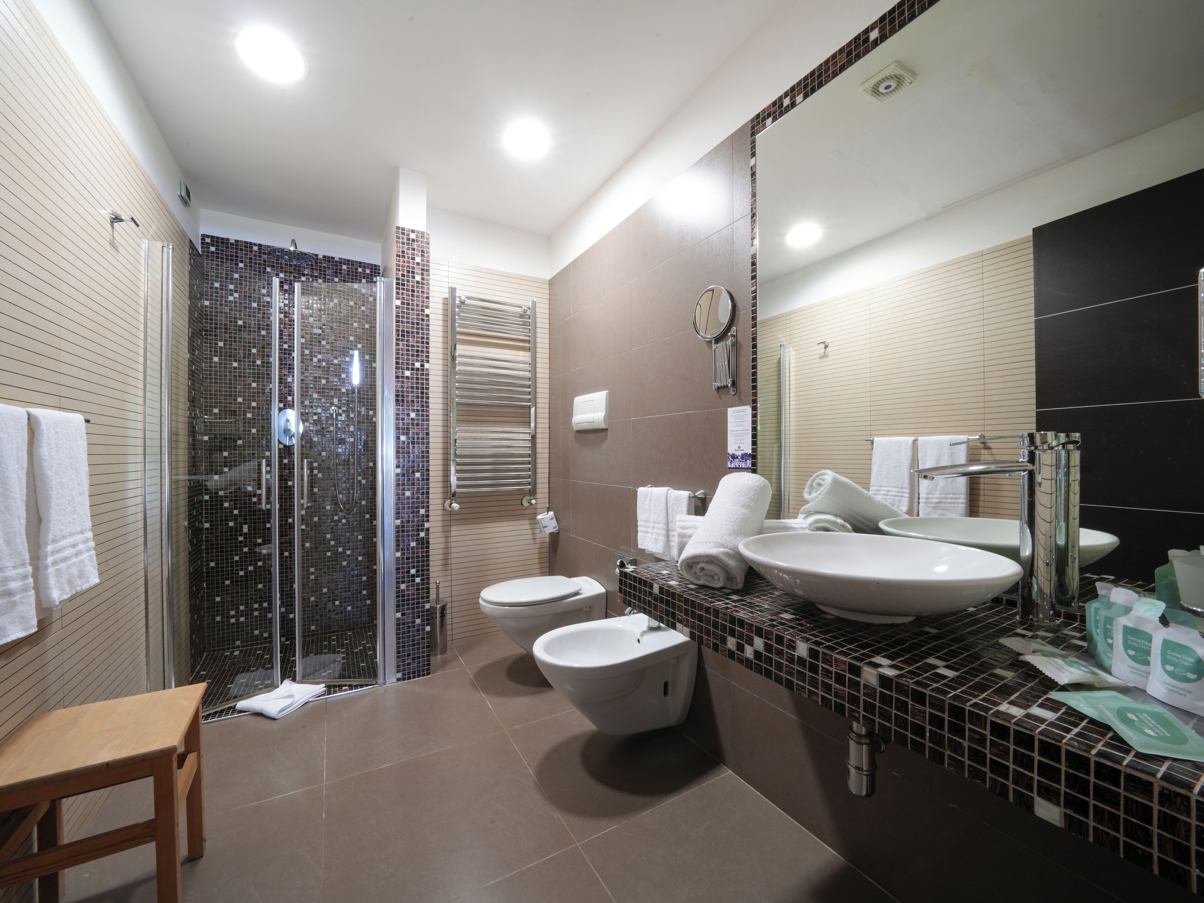 standard double room | bathroom | shower, free toiletries, hair dryer, bidet