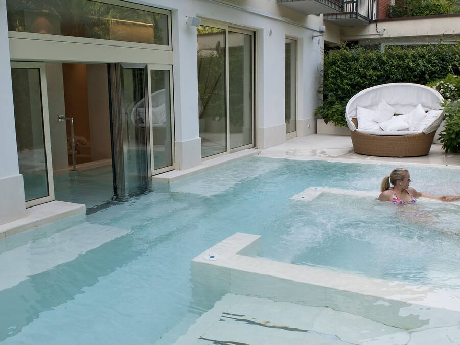 Outdoor pool, open 11:00 AM to 8:00 PM, sun loungers