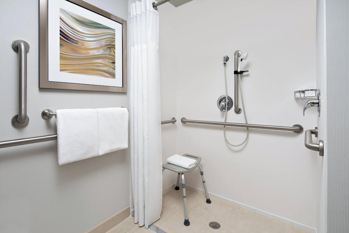 free toiletries, hair dryer, towels