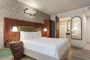 In-room safe, desk, laptop workspace, blackout curtains