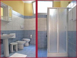 Dobbeltværelse | Badeværelse | Bruser, hårtørrer, håndklæder