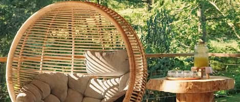 Outdoor treatment area, sauna, body treatments, deep-tissue massages