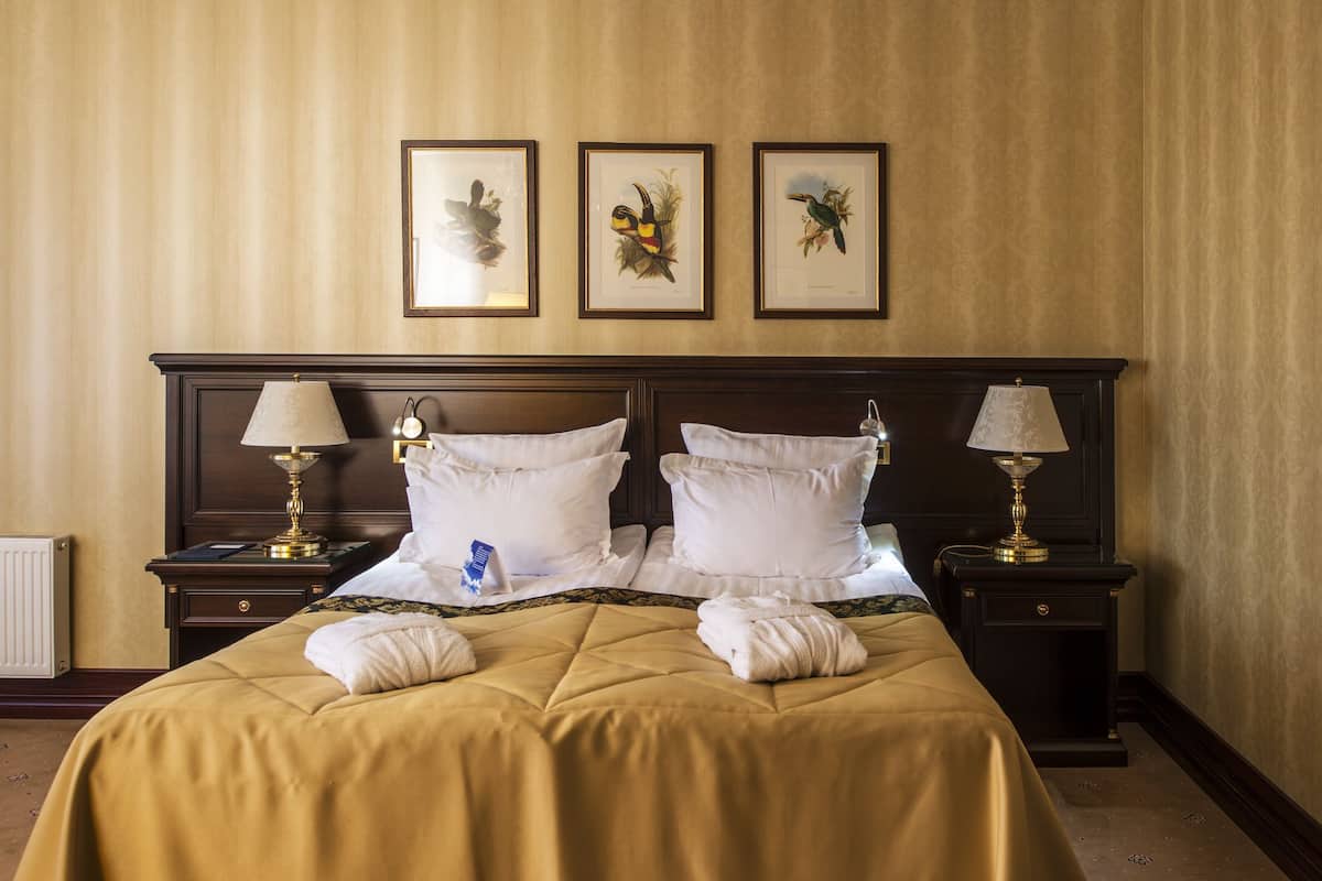 Deluxe kamer | Luxe beddengoed, een minibar, een kluis op de kamer