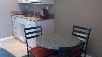 Coffee/tea maker, fridge, microwave, electric kettle
