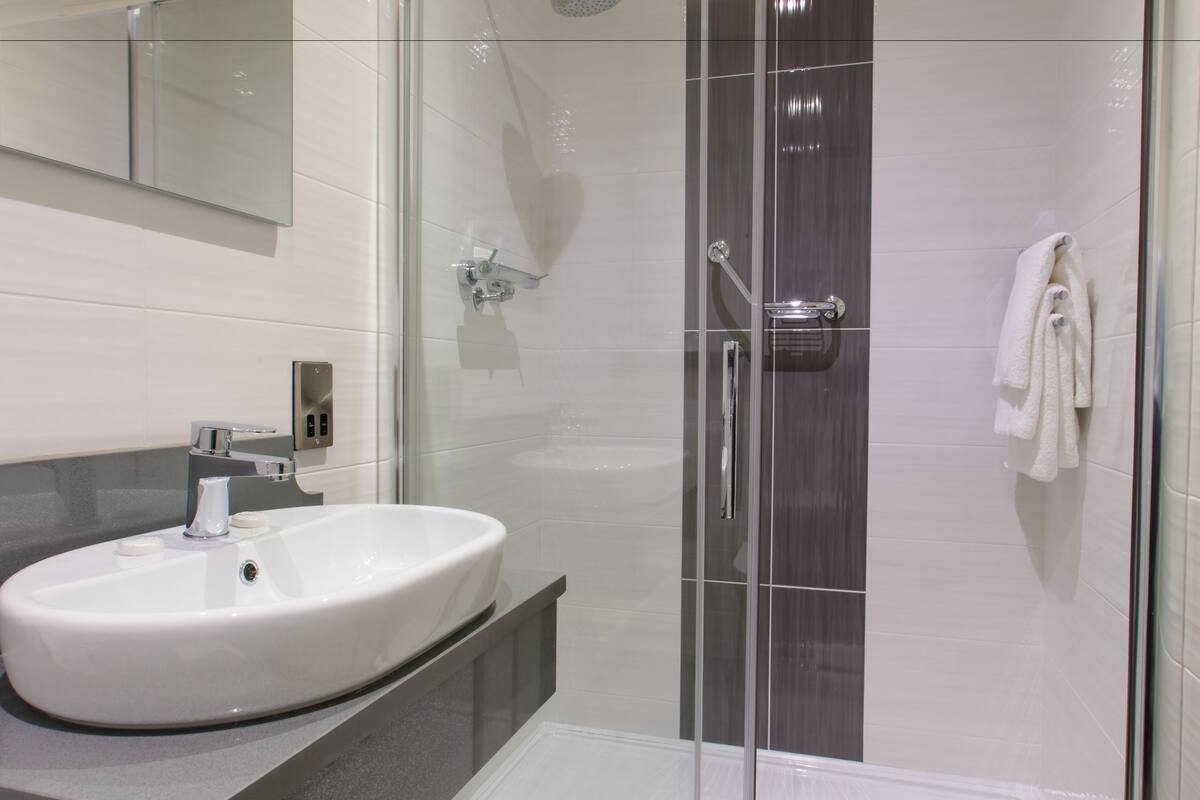 free toiletries, hair dryer, towels