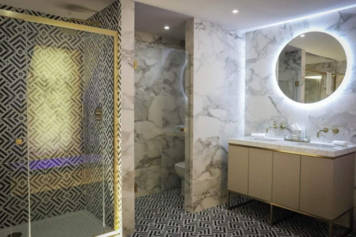 luxury room | bathroom | hair dryer, towels