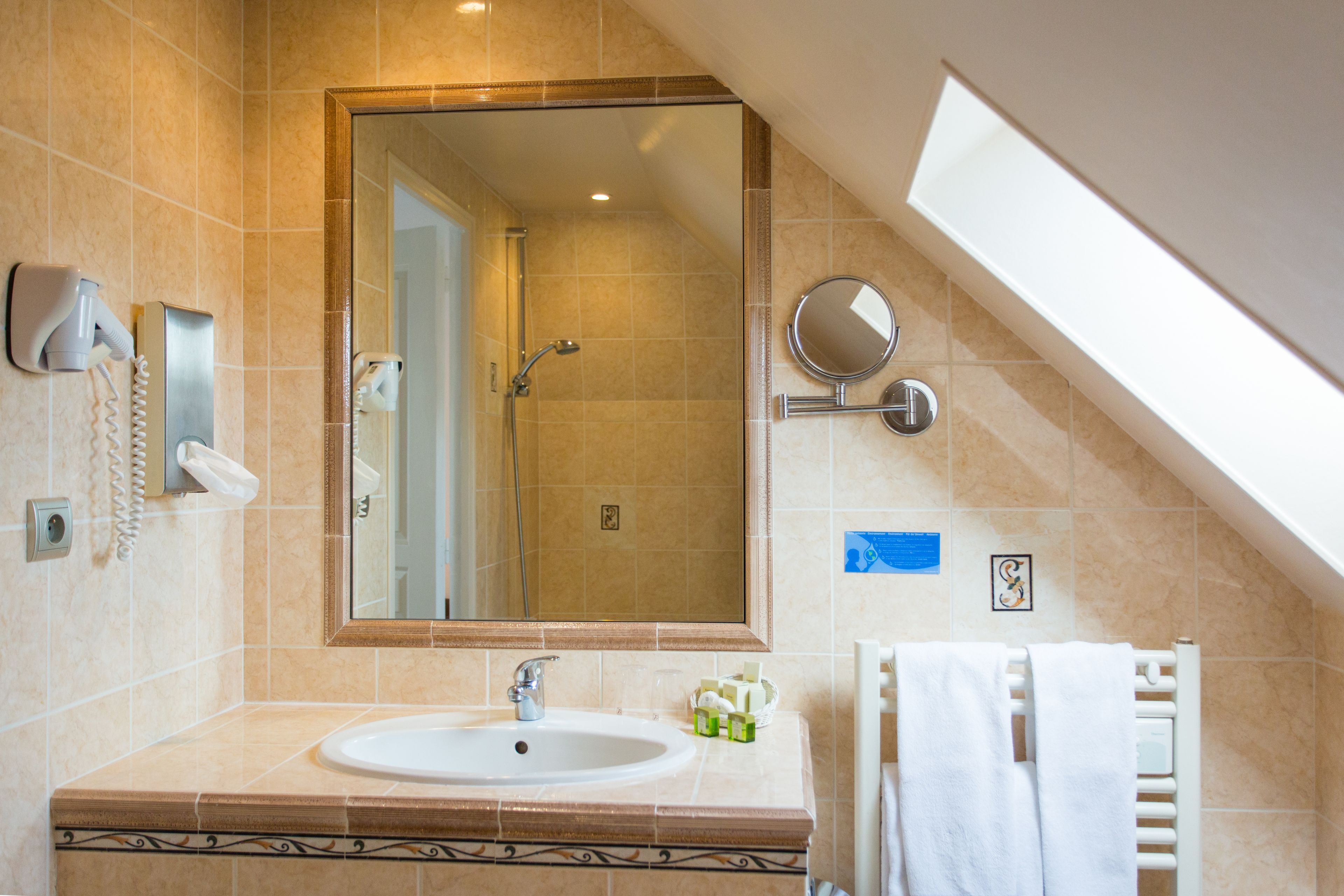 classic double room | bathroom | designer toiletries, hair dryer, bathrobes, towels