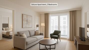 Apartament Deluxe, 2 dormitoris | 1 dormitori, mobiliari individual, escriptori i cortines opaques