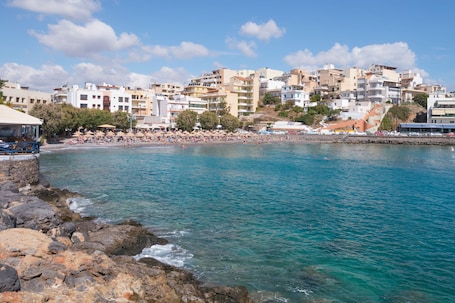 Beach nearby, sun loungers, beach umbrellas