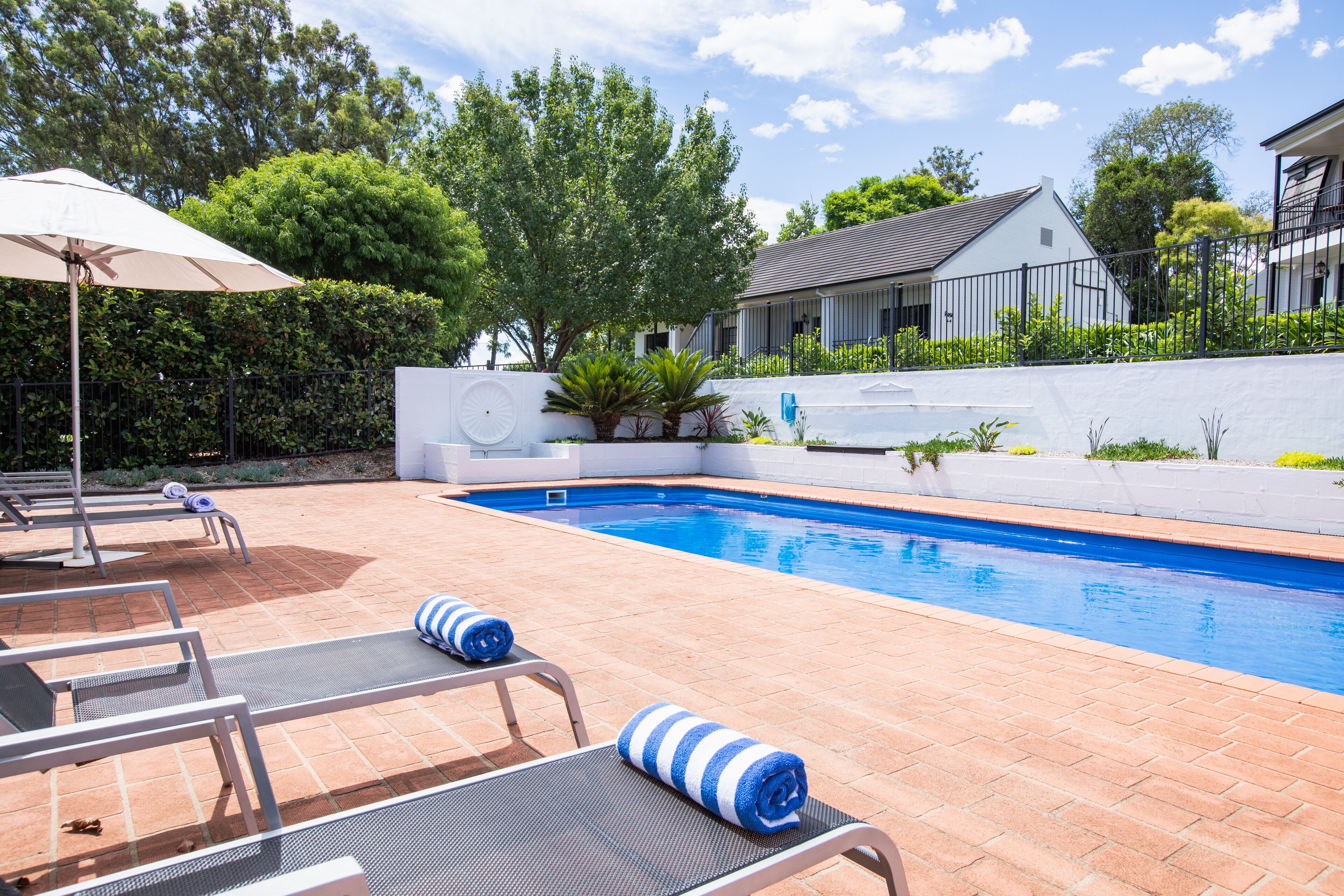 Outdoor pool, sun loungers