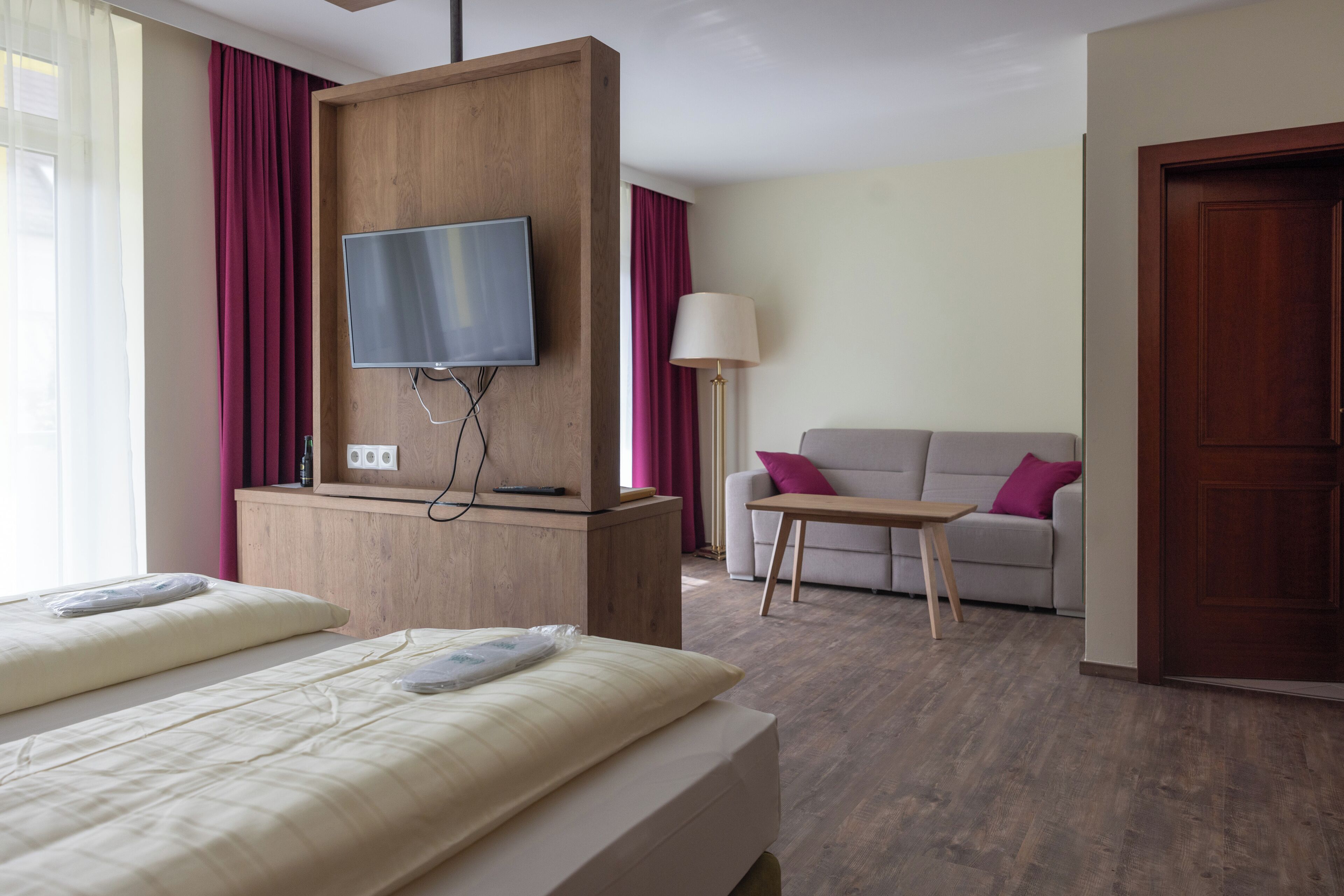 free toiletries, hair dryer, bathrobes, towels