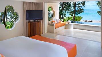 Villa, 1 Katil Raja (King), Private Pool, Beachfront (SO Beach, Private Garden,Plunge Pool) | Cadar kapas Mesir, peralatan tempat tidur premium, busa memori