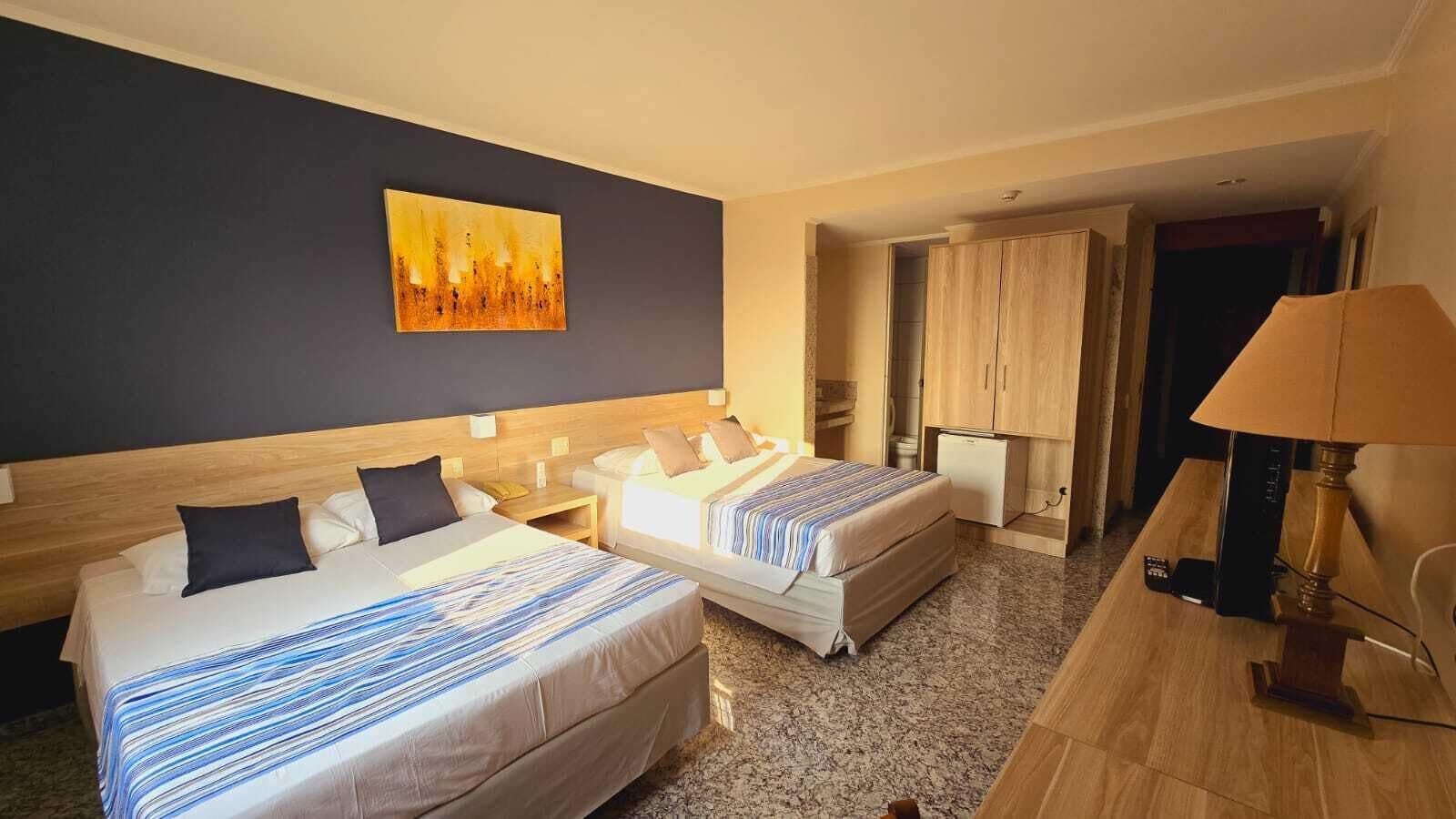 executive double room, 2 double beds | 1 bedroom, minibar, in-room safe, desk