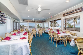 Dinner served, pool views  at Rainbow Bend Resort