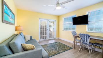 22-inch flat-screen TV with cable channels, TV