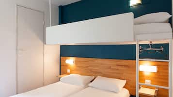 Desk, laptop workspace, blackout curtains, soundproofing