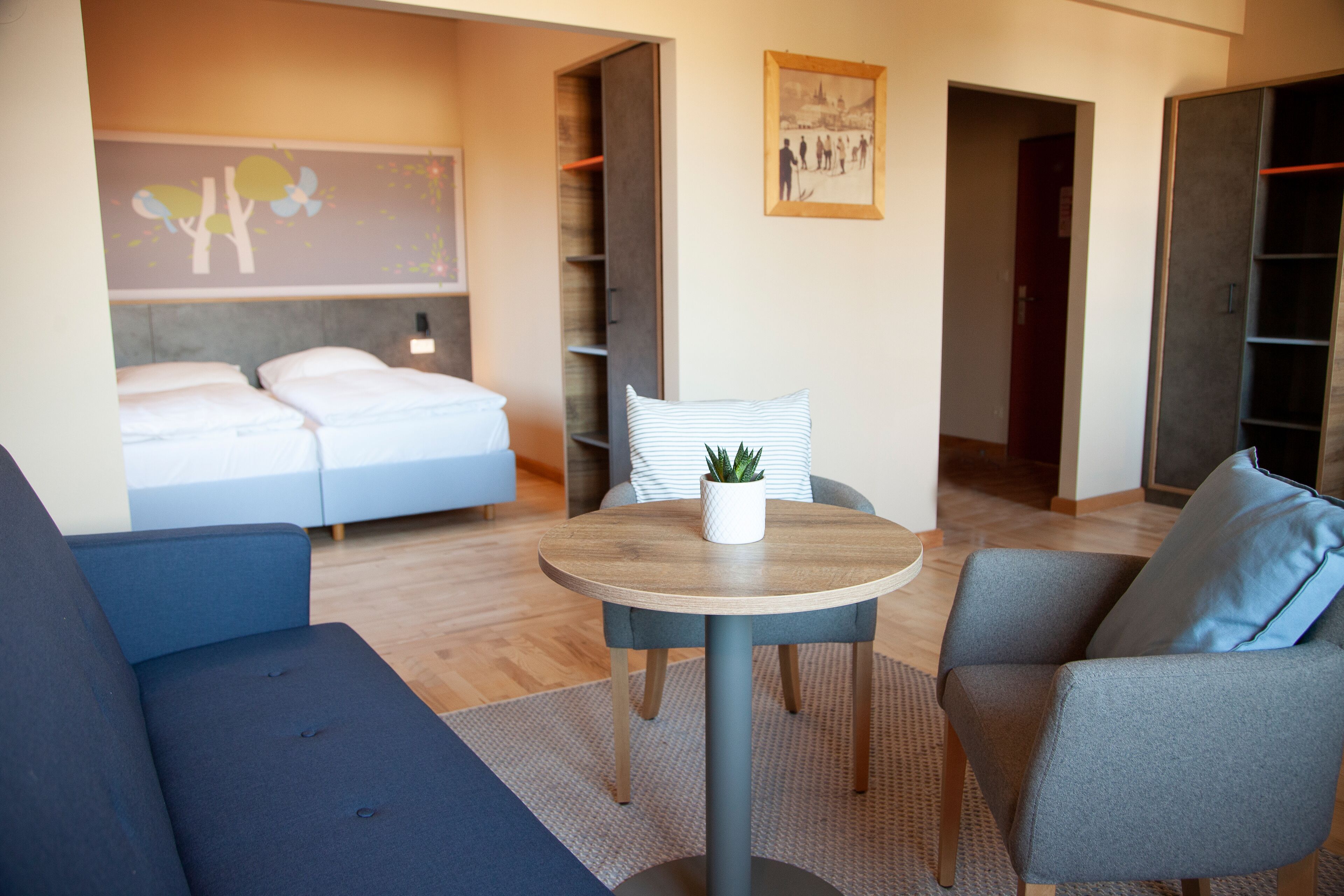 superior double room | living area | tv