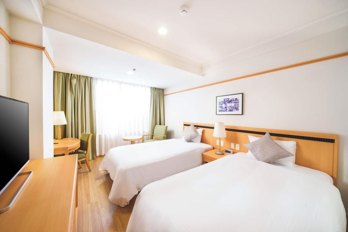 Blackout curtains, free WiFi, bed sheets, wheelchair access