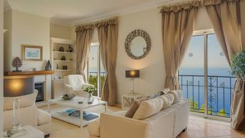 Villa, 3 Bedrooms, Sea View | Living area | Flat-screen TV, DVD player