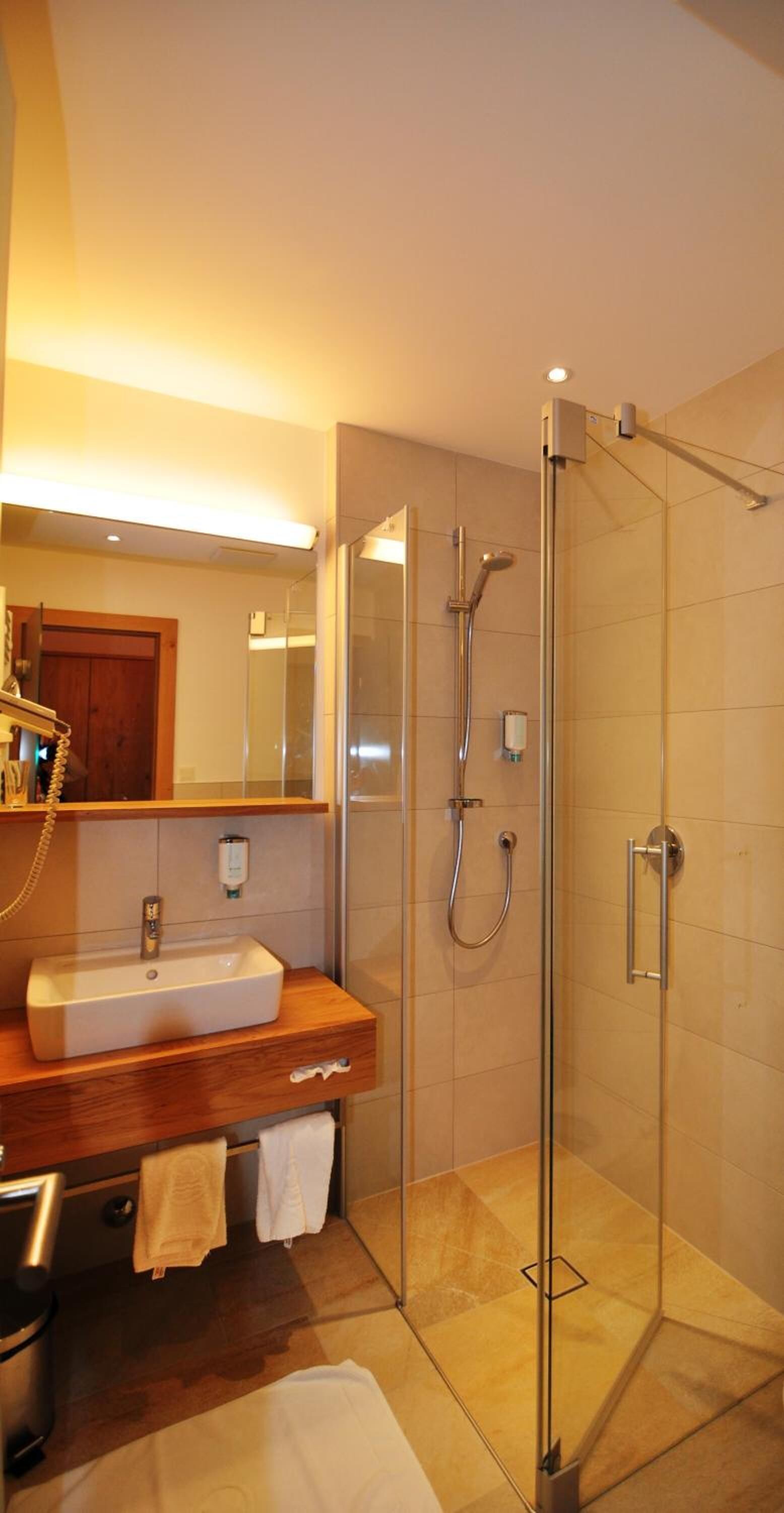 hair dryer, slippers, towels