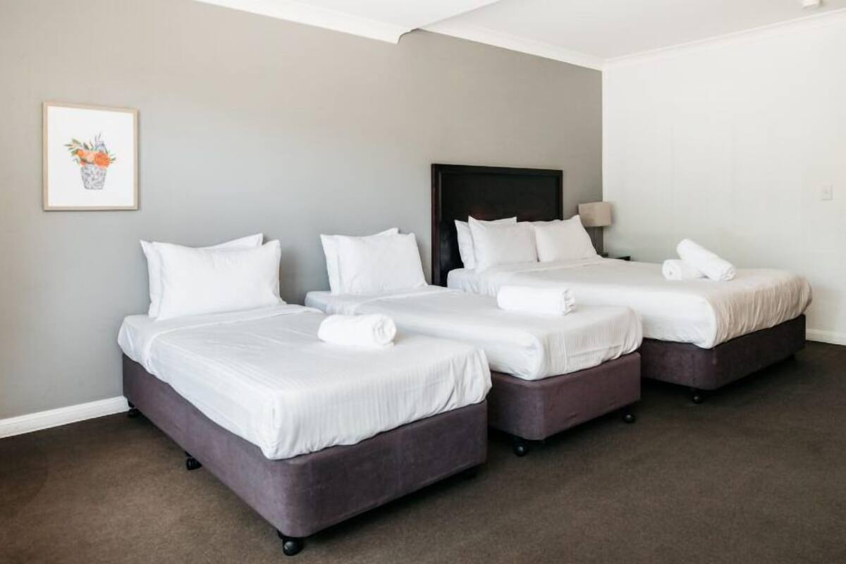 Habitación familiar | Escritorio, tabla de planchar con plancha, wifi gratis y ropa de cama