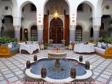 Breakfast, lunch, dinner served; Moroccan cuisine, alfresco dining