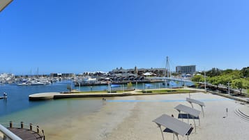 Enjoy waterfront views and access to the marina from this property.
