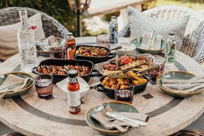 Dinner served, local and international cuisine