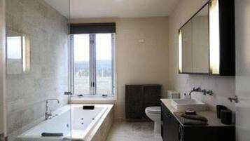 Hair dryer, bathrobes, towels, soap