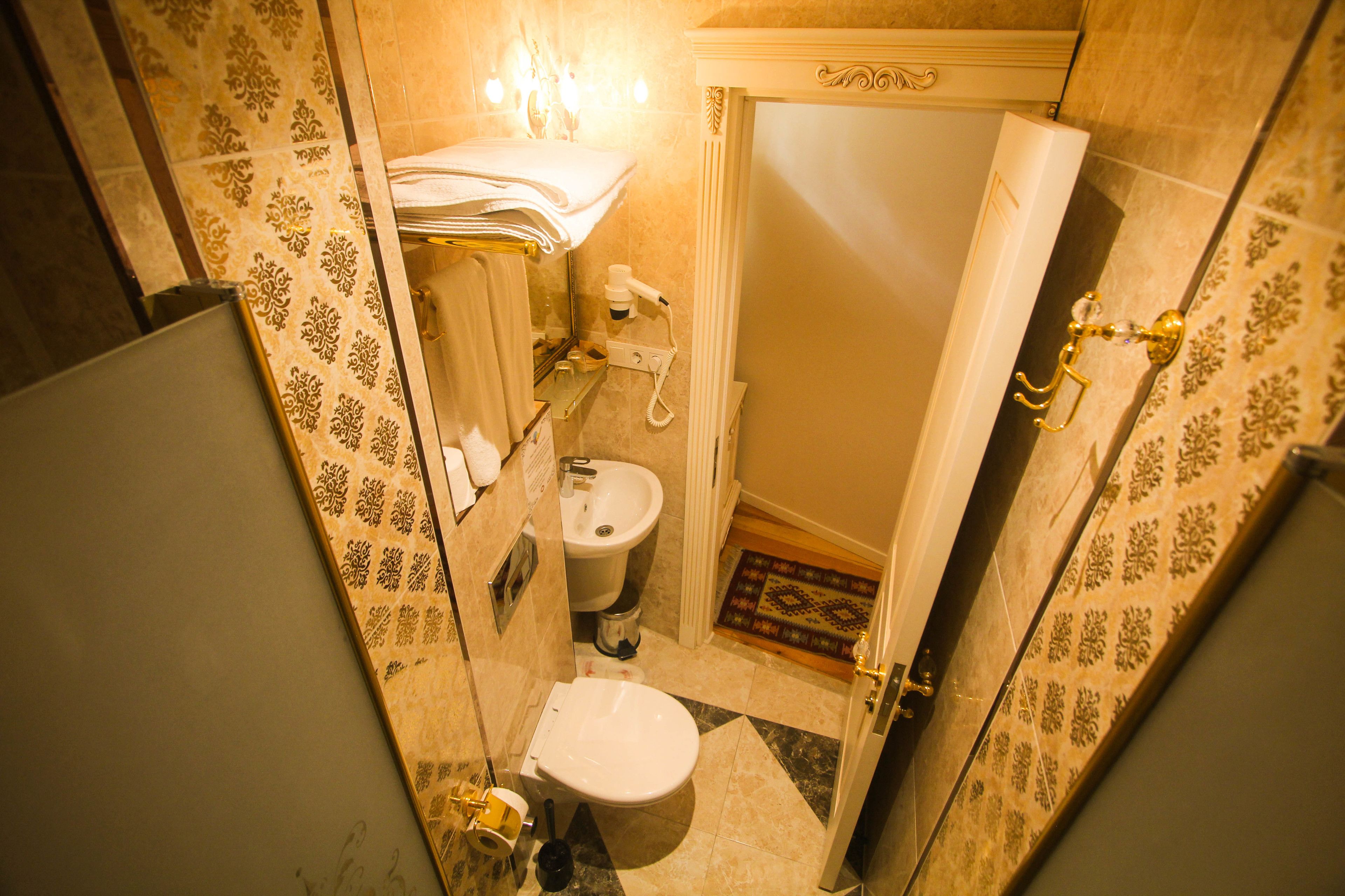 economy double room | bathroom | shower, free toiletries, hair dryer, slippers