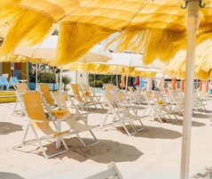 On the beach, white sand