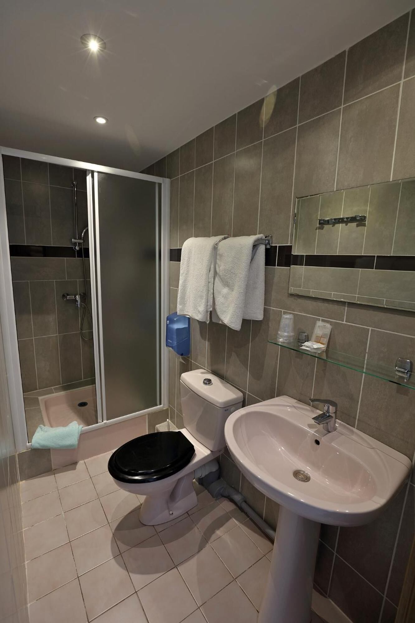 free toiletries, hair dryer, towels