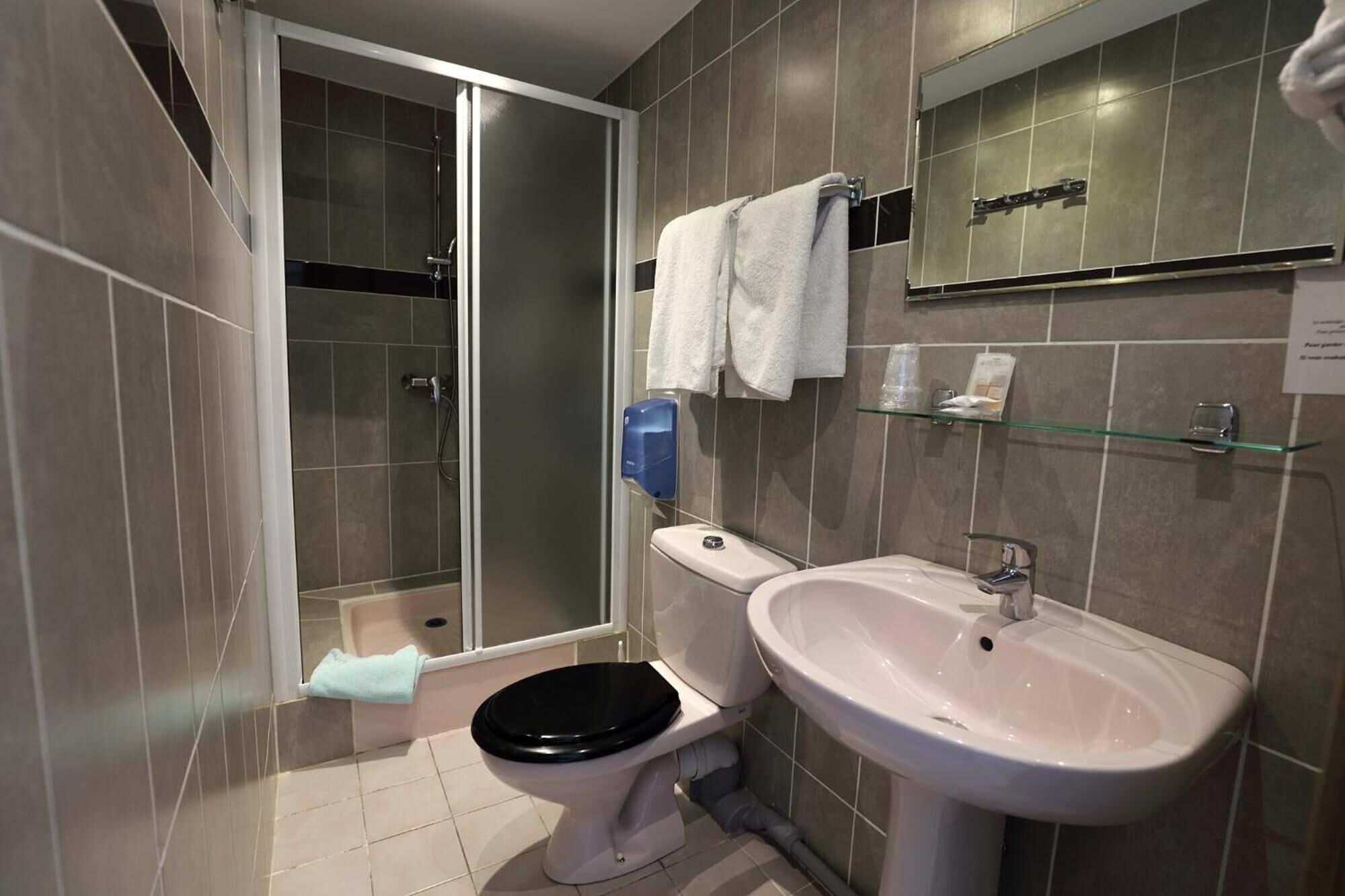 free toiletries, hair dryer, towels