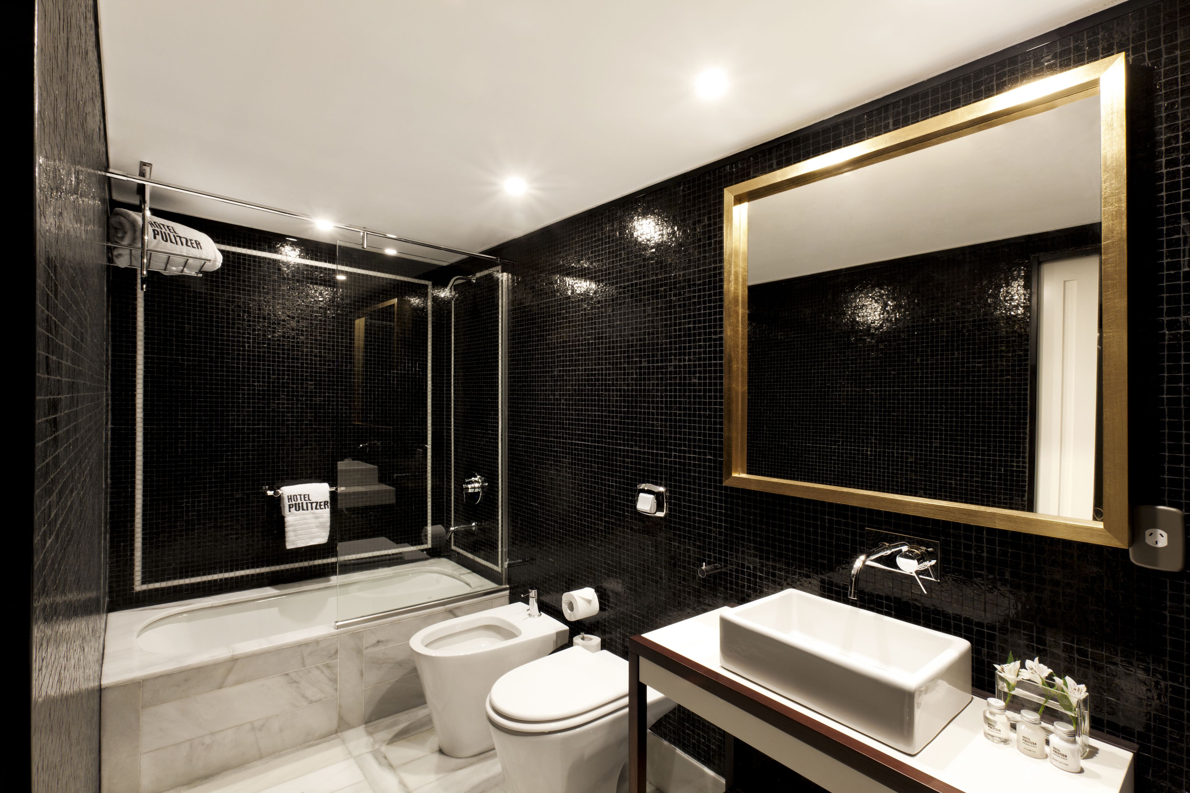 rainfall showerhead, free toiletries, hair dryer, bidet