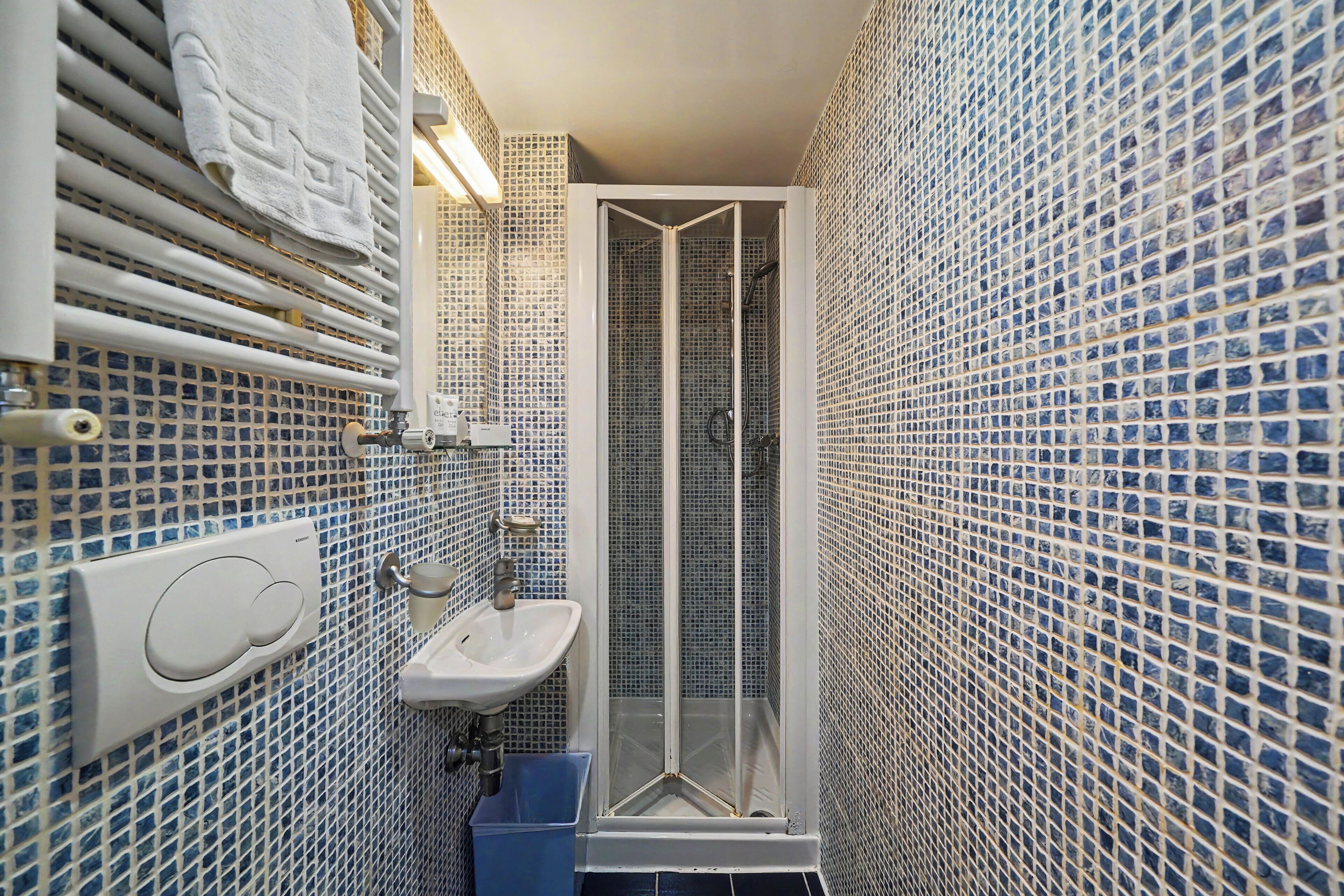 Studio Superior (Budget) | Kamar mandi | Shower, perlengkapan mandi gratis, pengering rambut, dan handuk