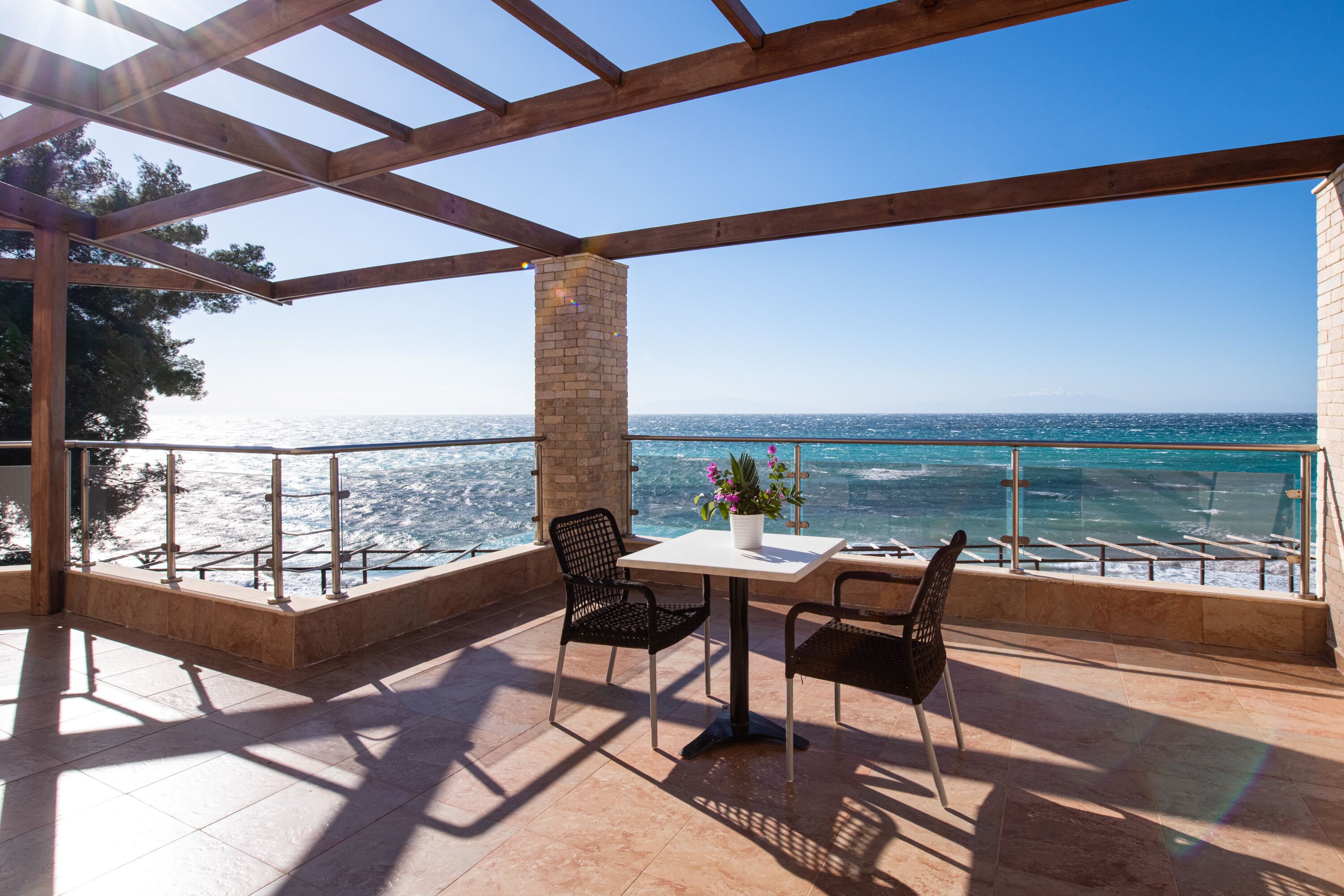 double room, beachfront (aegean sunset) | balcony view