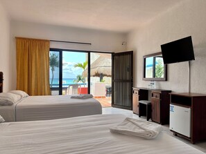 Standard Room, 2 Double Beds, Ocean View | Minibar, in-room safe, bed sheets - Pelicano Inn Playa del Carmen - Beachfront Hotel (Playa del Carmen)