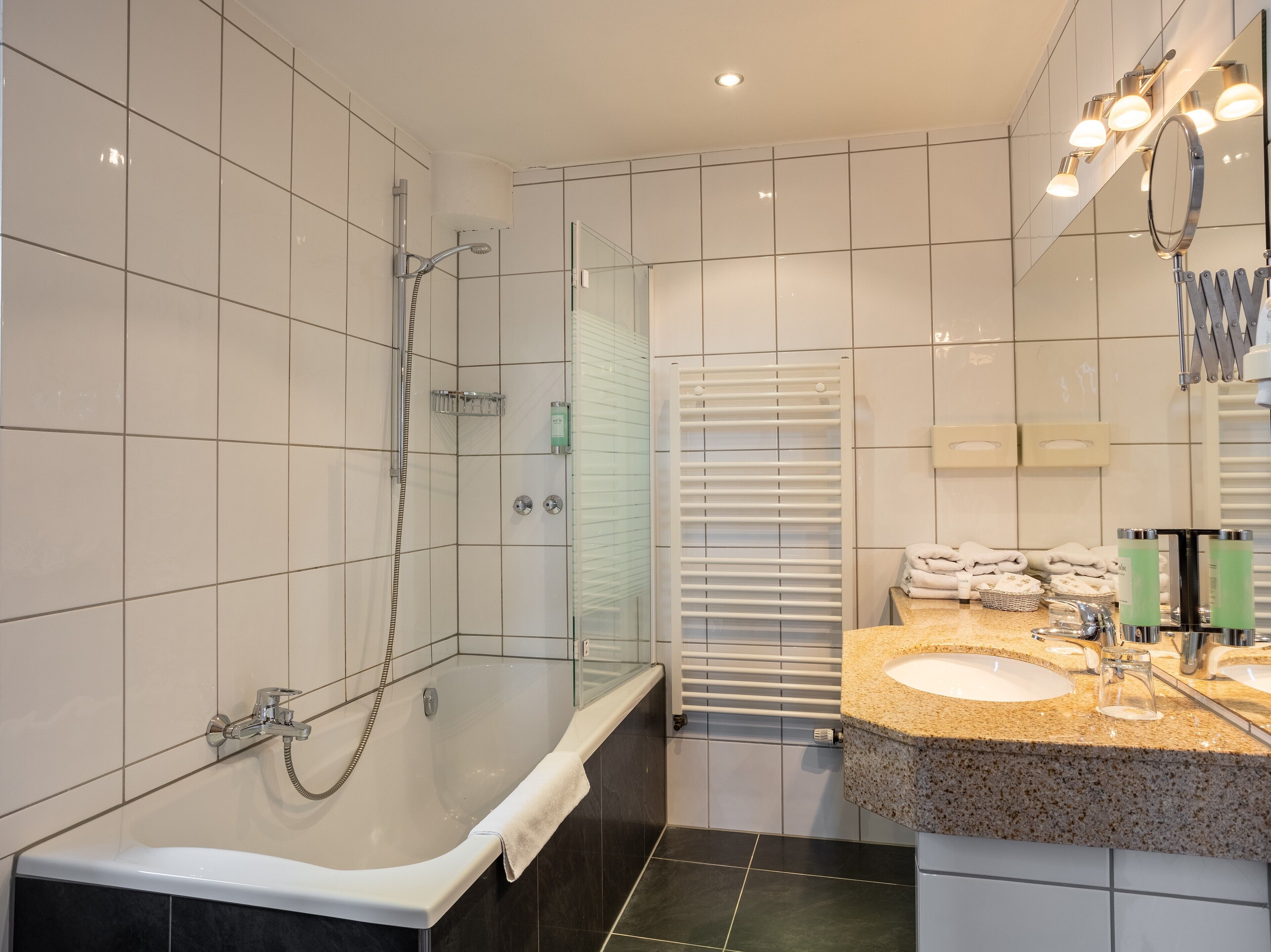 suite | bathroom | hair dryer, towels