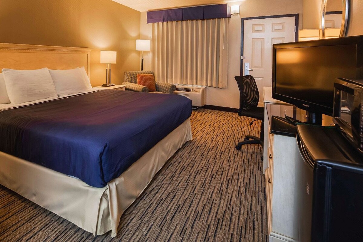 Premium bedding, laptop workspace, iron/ironing board, WiFi