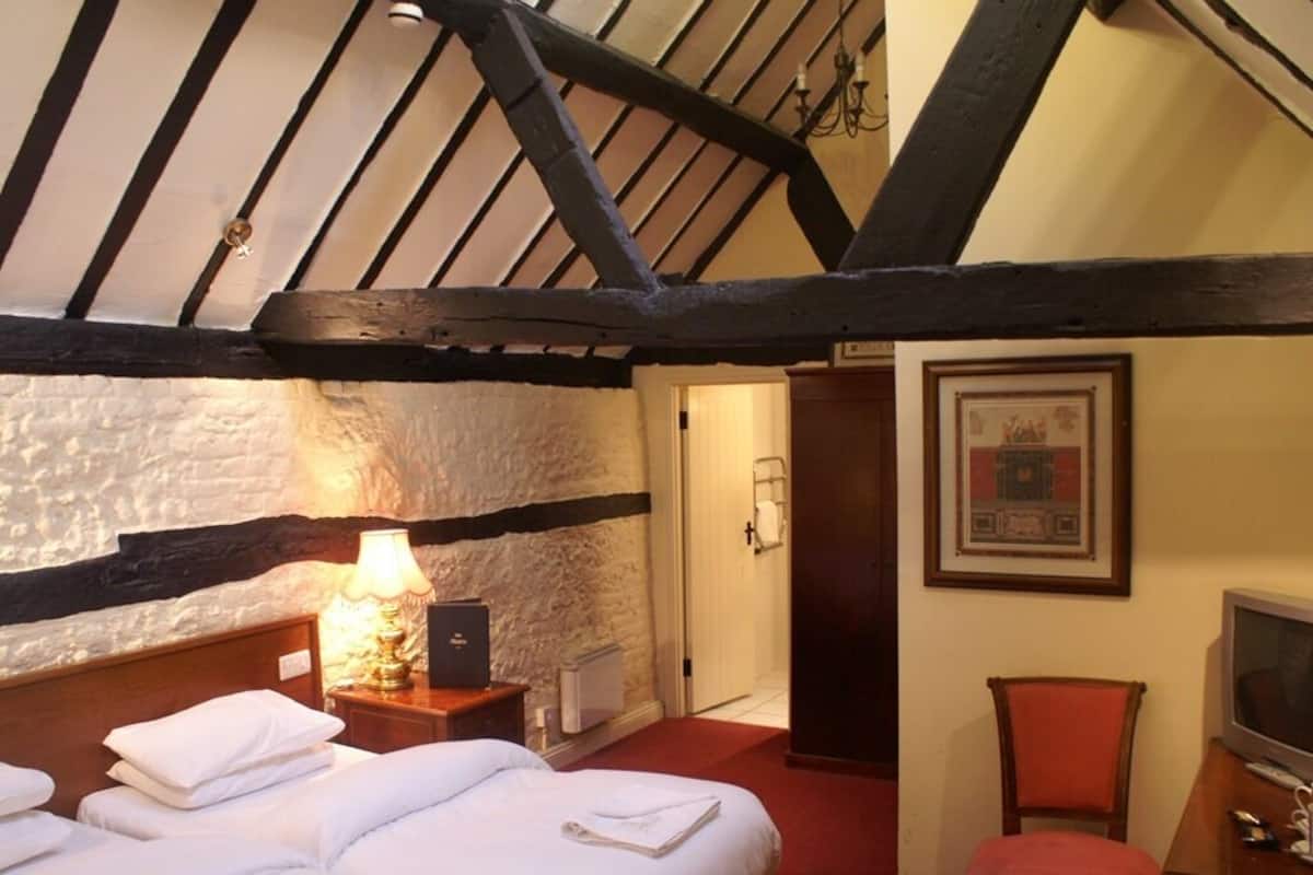 Chambre avec lits jumeaux, salle de bains attenante