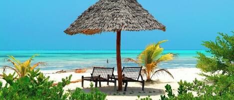 Playa privada, snorkel, vóleibol de playa, pesca