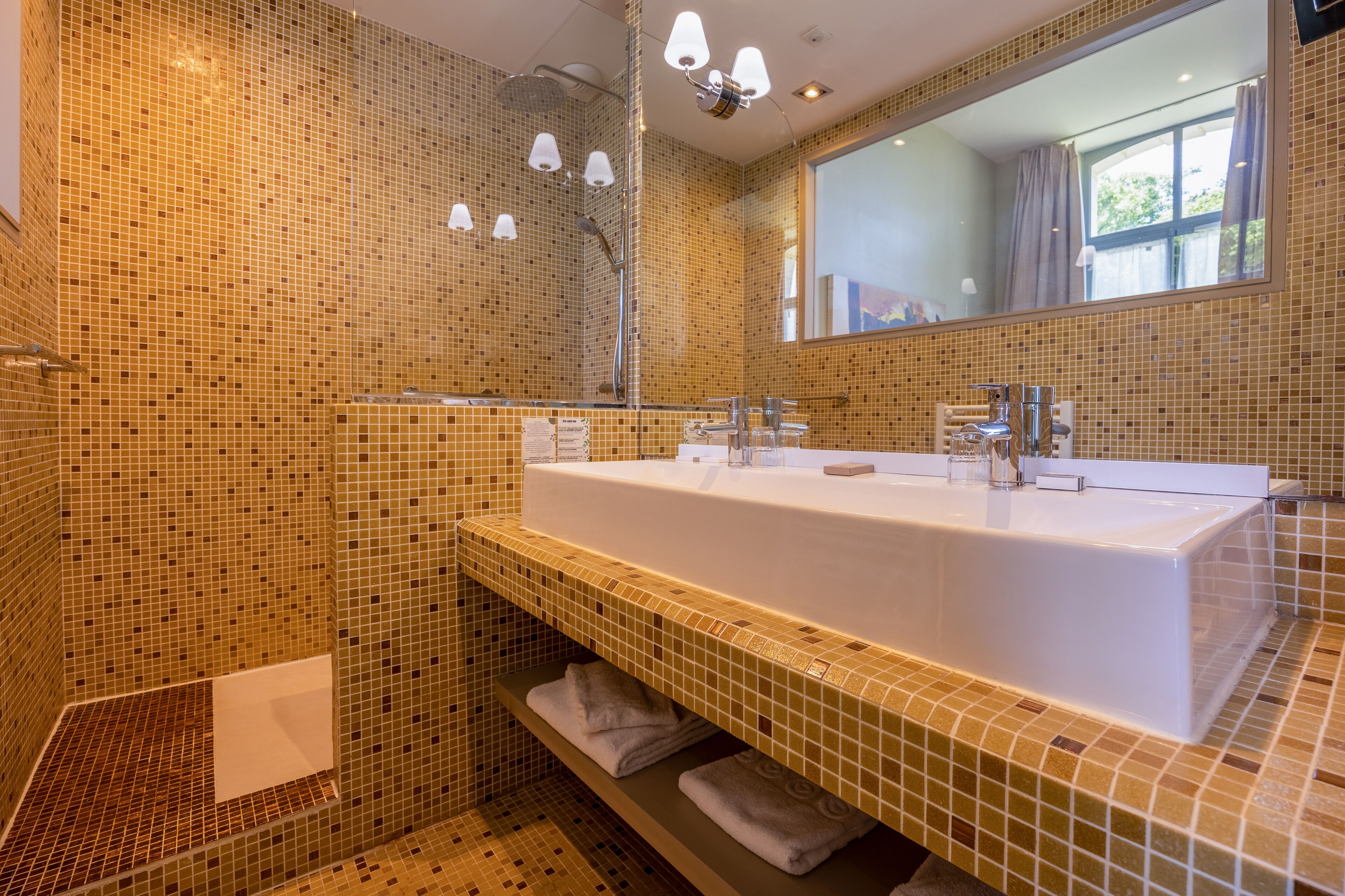 superior room | bathroom | shower, rainfall showerhead, free toiletries, hair dryer