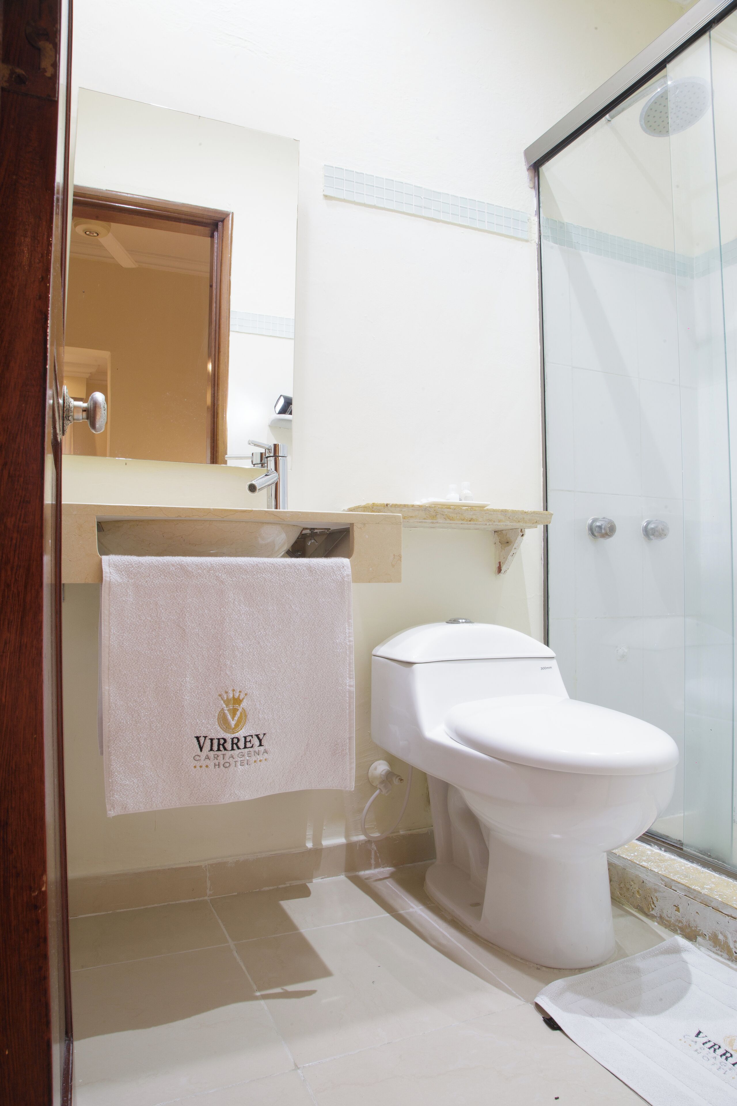 Un baño con inodoro, ducha y lavamanos.