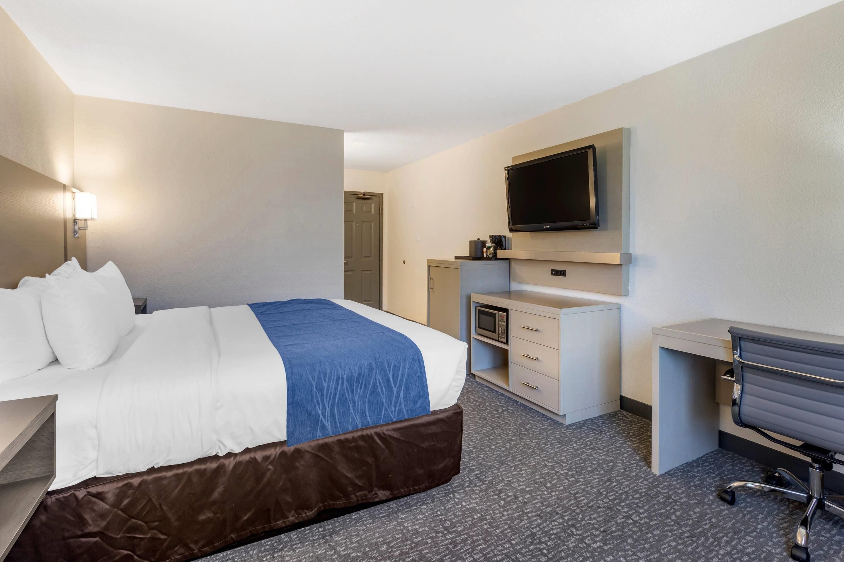 Standard Room, 1 King Bed, Non Smoking | Desk, laptop workspace, iron/ironing board, free cribs/infant beds