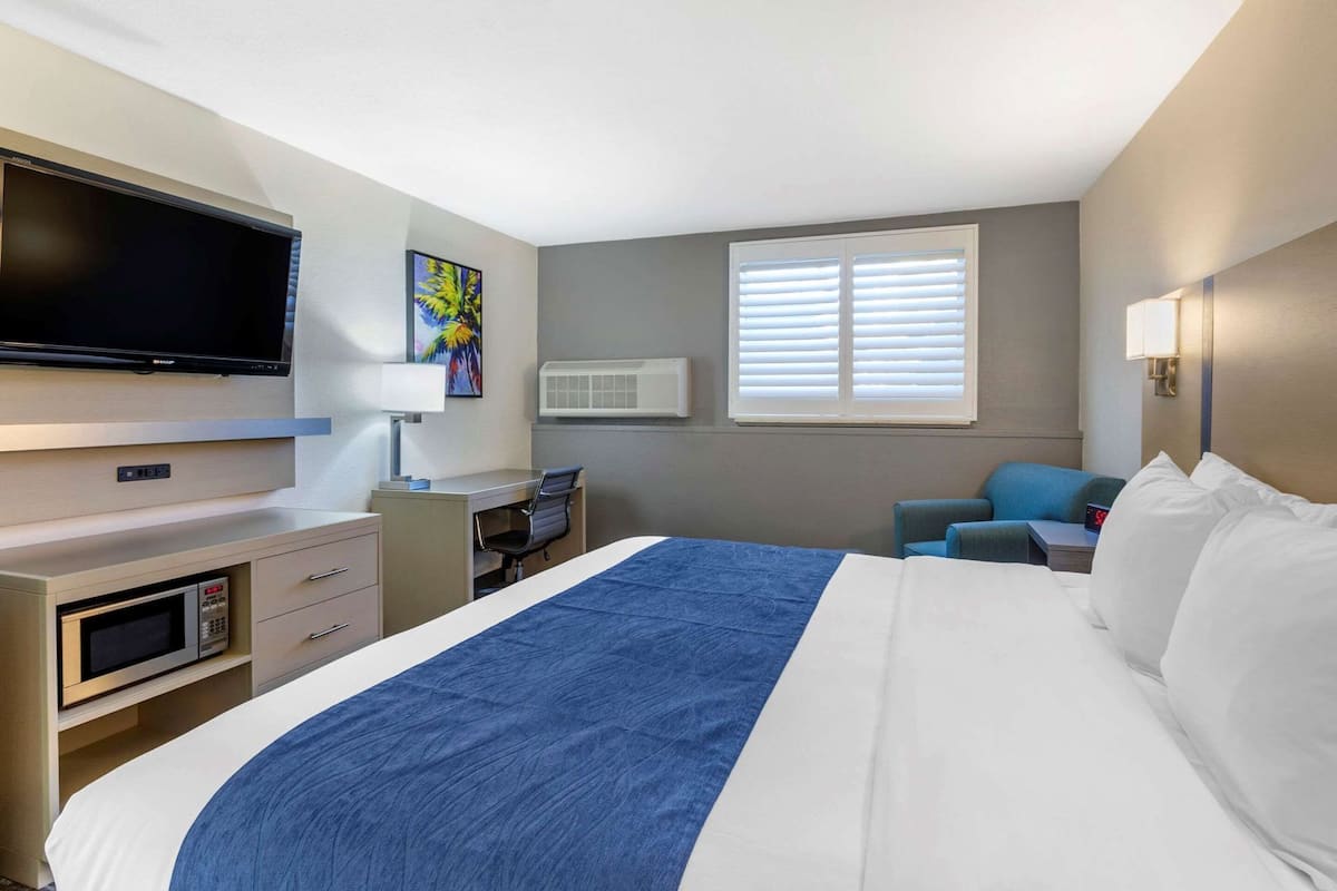 Desk, laptop workspace, iron/ironing board, free cribs/infant beds