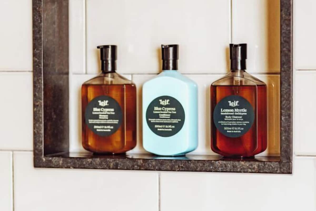 Designer toiletries, hair dryer, bathrobes, slippers